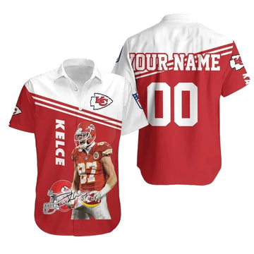 Personalized Kansas City Chiefs Travis Kelce Graphic Hawaiian Shirt Unisex Gift - Moonbestprint