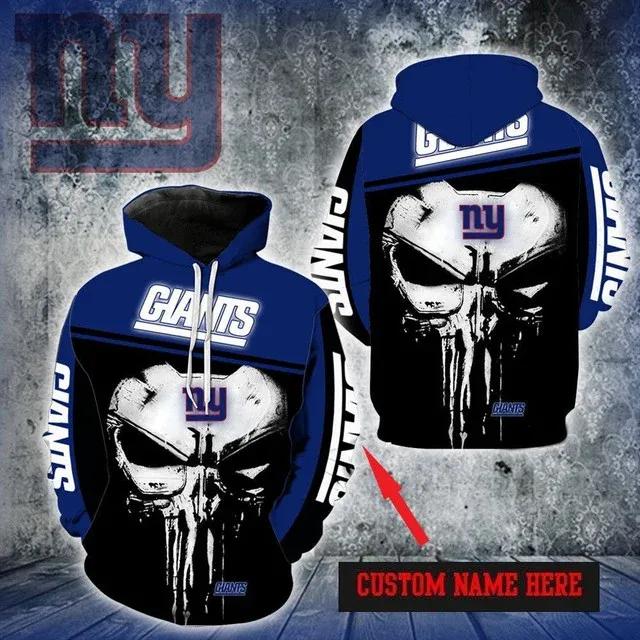 Personalized New York Giants Skull NFL 3D All Over Print Hoodie -Moonbestprint