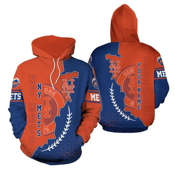 Personalized New York Mets Laurel Wreath 3D MLB All Over Print Hoodie -Moonbestprint