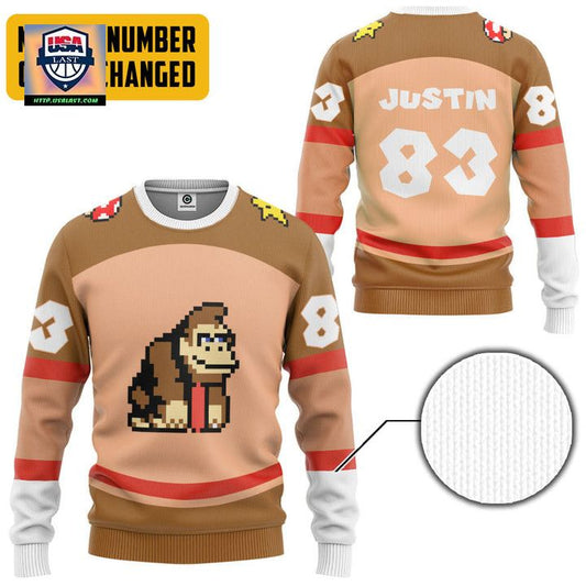 Personalized Pixel Donkey Kong Ugly Christmas Sweater ? Usalast