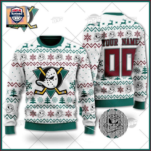 Personalized The Mighty Ducks Movie Ice Hockey Custom White Christmas Sweater ? Usalast