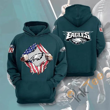 Philadelphia Eagles American Blood Inside Me Heart NFL 3D All Over Print Hoodie -Moonbestprint