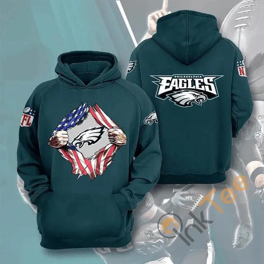 Philadelphia Eagles American Blood Inside Me Heart NFL 3D All Over Print Hoodie -Moonbestprint