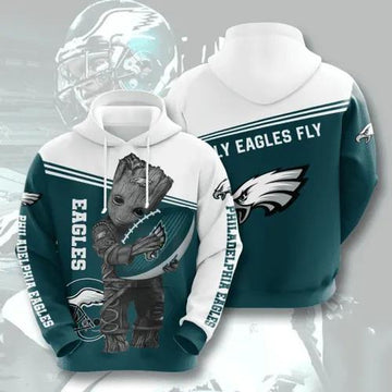 Philadelphia Eagles Baby Groot NFL 3D All Over Print Hoodie -Moonbestprint