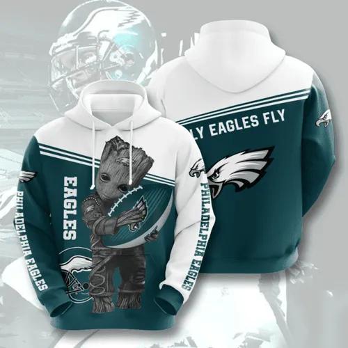 Philadelphia Eagles Baby Groot NFL 3D All Over Print Hoodie -Moonbestprint