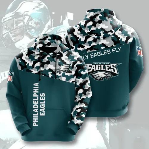 Philadelphia Eagles Camo NFL 3D All Over Print Hoodie -Moonbestprint