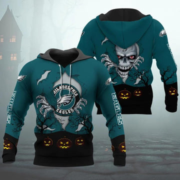Philadelphia Eagles Halloween 3D NFL All Over Print Hoodie -Moonbestprint