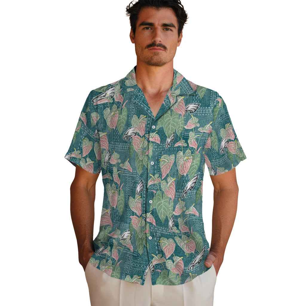 Philadelphia Eagles Hawaiian Shirt - Anthurium Overlay | Moonbestprint