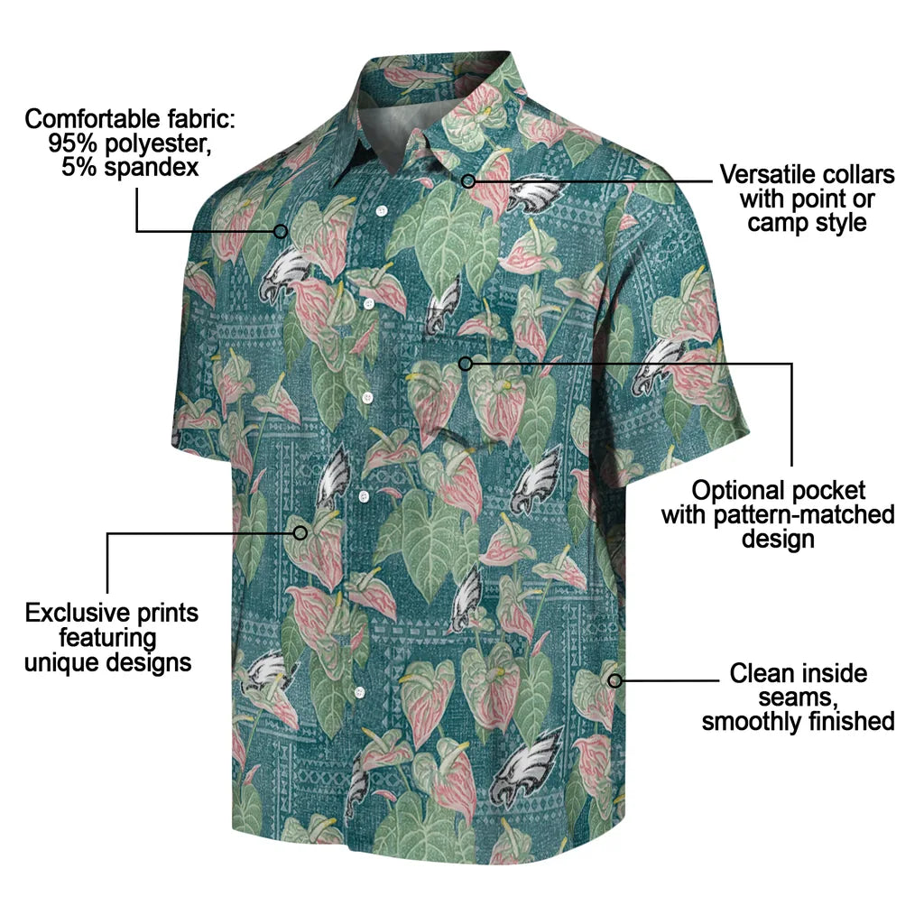 Philadelphia Eagles Hawaiian Shirt - Anthurium Overlay | Moonbestprint