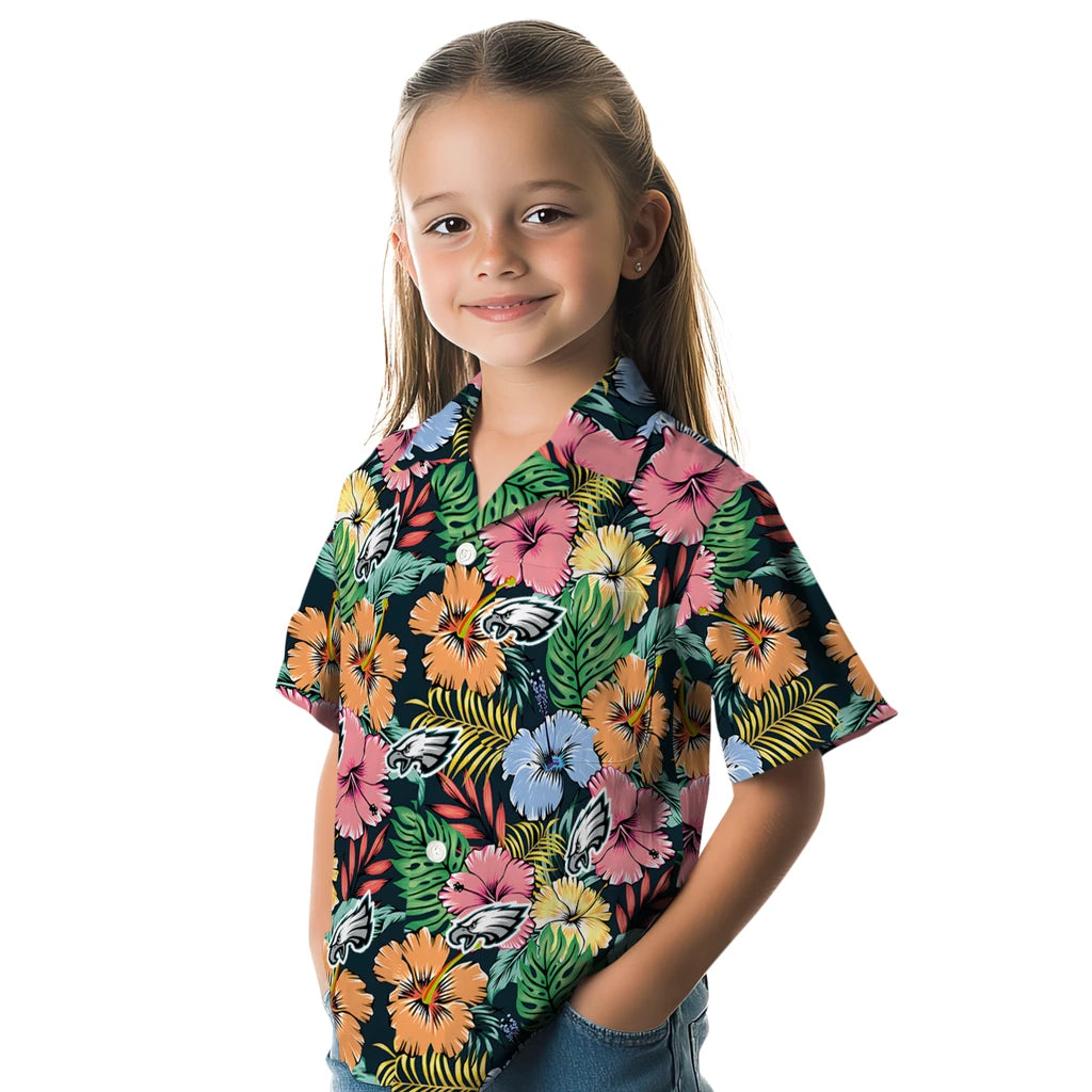 Philadelphia Eagles Hawaiian Shirt - Brilliant Hibiscus Garden | Moonbestprint