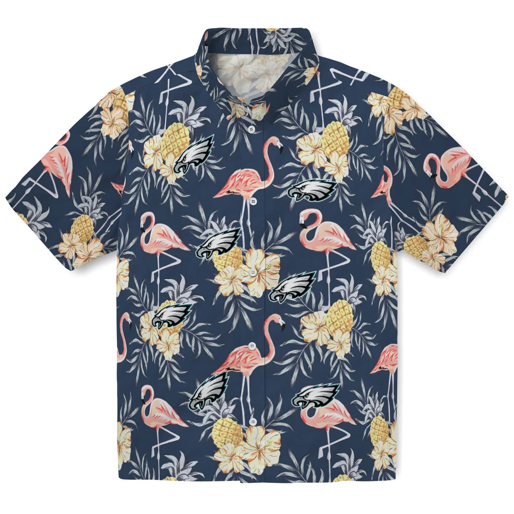 Philadelphia Eagles Hawaiian Shirt - Flamingo Hibiscus | Moonbestprint