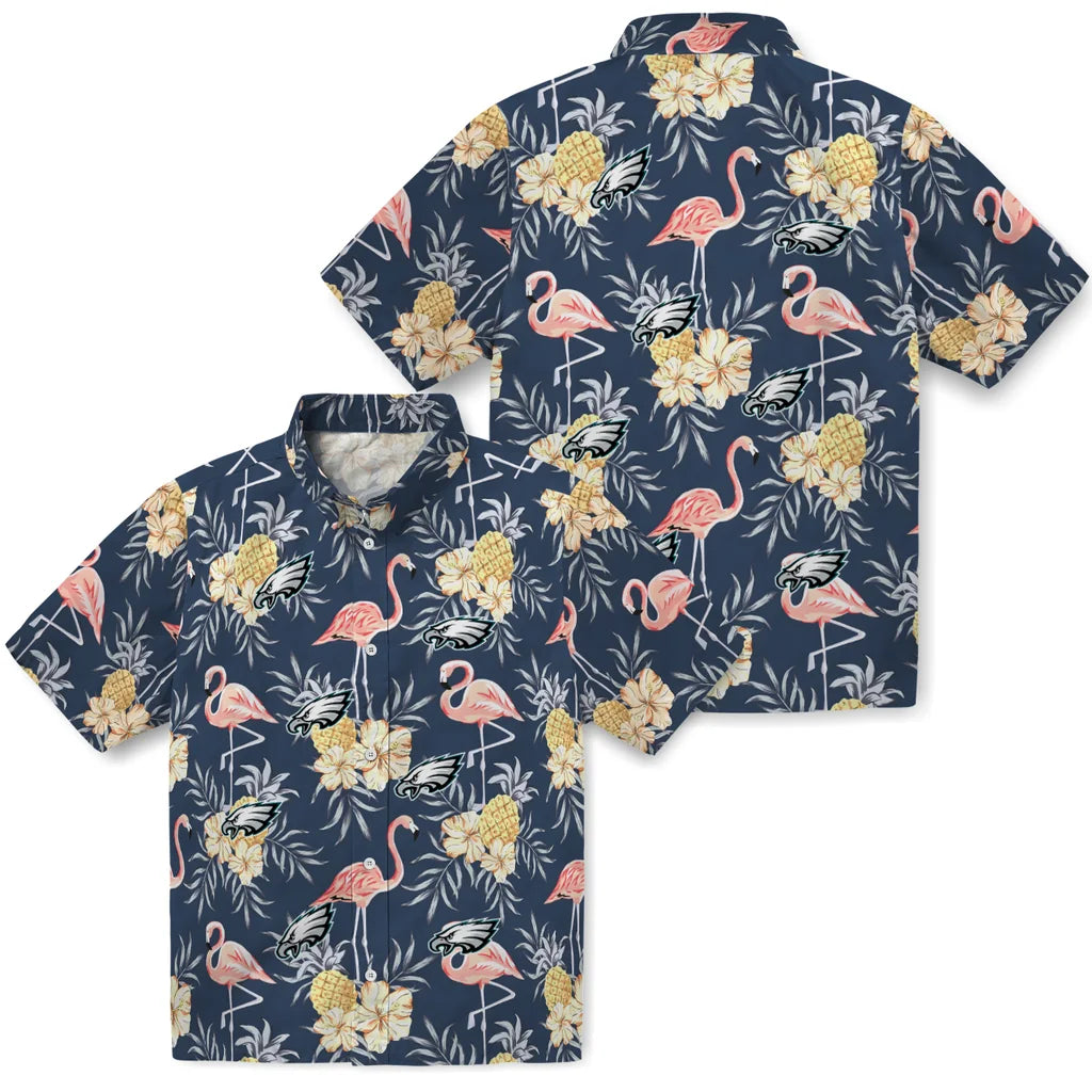 Philadelphia Eagles Hawaiian Shirt - Flamingo Hibiscus | Moonbestprint