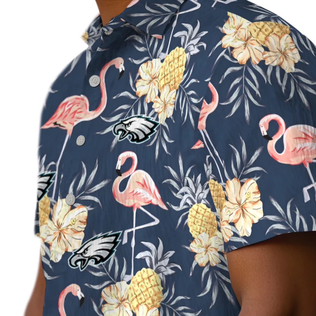 Philadelphia Eagles Hawaiian Shirt - Flamingo Hibiscus | Moonbestprint