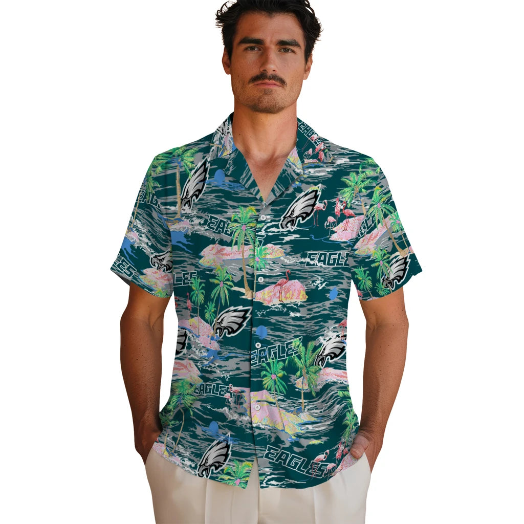Philadelphia Eagles Flamingo Retreat 2026 Hawaiian Shirt – Moonbestprint