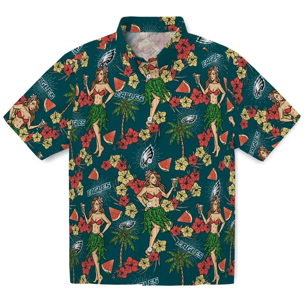 Philadelphia Eagles Hawaiian Shirt - Hawaiian Girls Design | Moonbestprint
