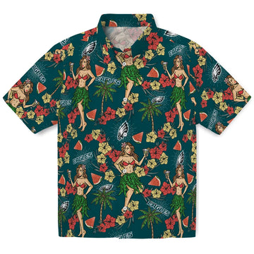 Philadelphia Eagles Hawaiian Shirt - Hawaiian Girls Design | Moonbestprint