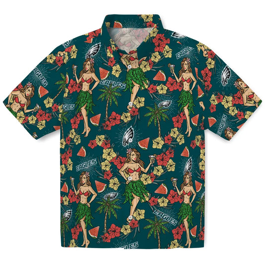 Philadelphia Eagles Hawaiian Shirt - Hawaiian Girls Design | Moonbestprint