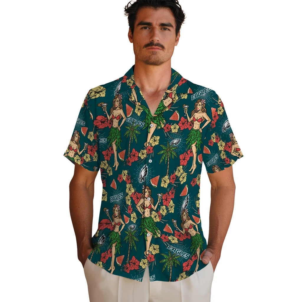 Philadelphia Eagles Hawaiian Shirt - Hawaiian Girls Design | Moonbestprint