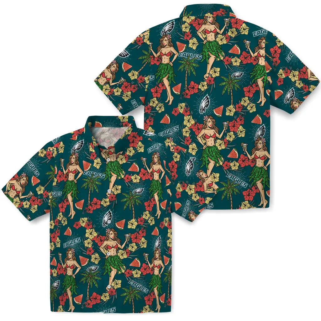 Philadelphia Eagles Hawaiian Shirt - Hawaiian Girls Design | Moonbestprint