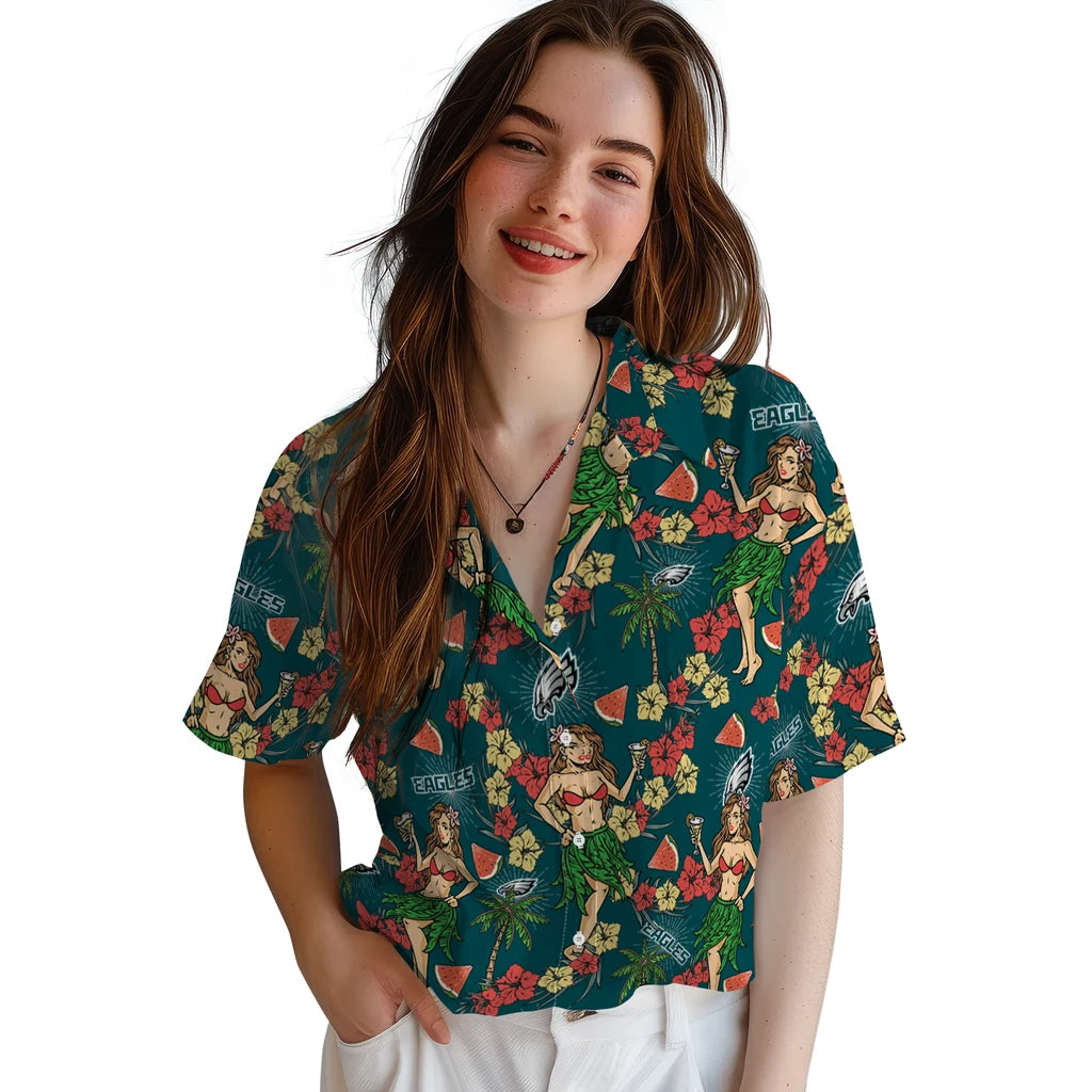 Philadelphia Eagles Hawaiian Shirt - Hawaiian Girls Design | Moonbestprint