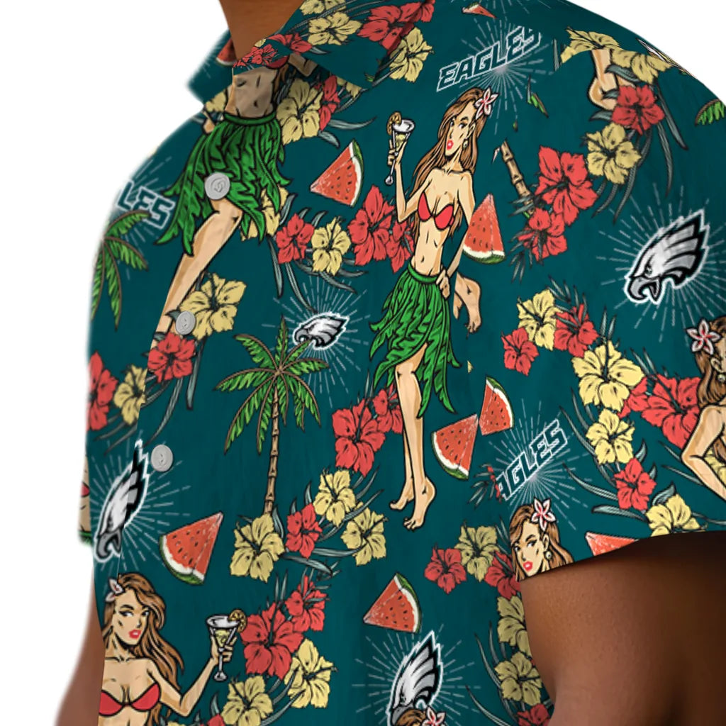 Philadelphia Eagles Hawaiian Shirt - Hawaiian Girls Design | Moonbestprint