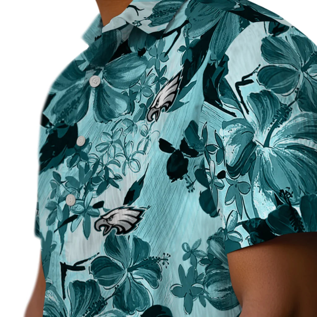 Philadelphia Eagles Hawaiian Shirt - Hibiscus Arrangement | Moonbestprint