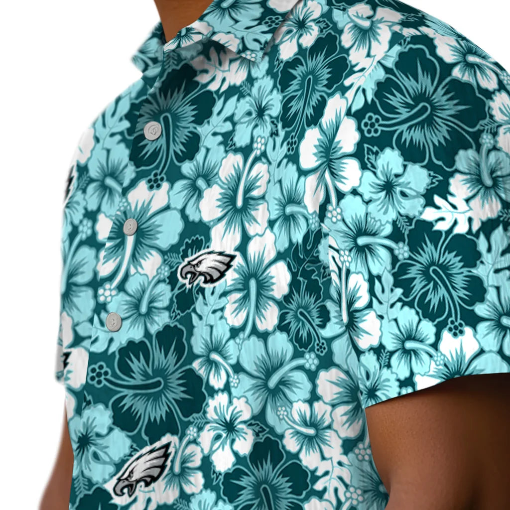 Philadelphia Eagles Hawaiian Shirt - Hibiscus Blooms | Moonbestprint