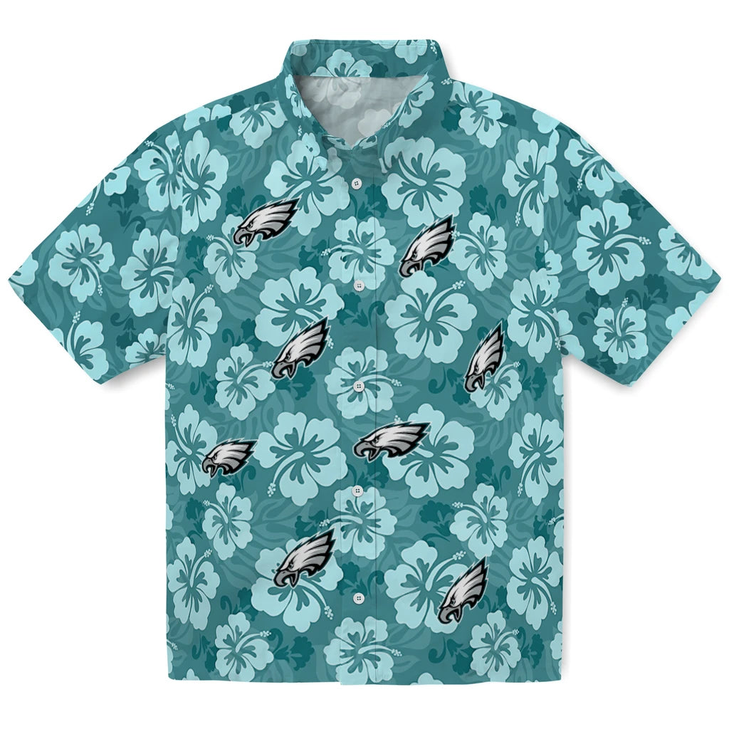 Philadelphia Eagles Hawaiian Shirt - Hibiscus Cluster | Moonbestprint