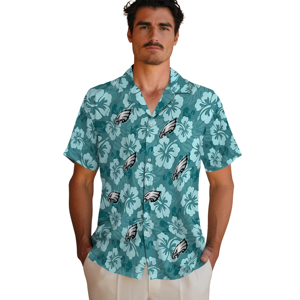 Philadelphia Eagles Hawaiian Shirt - Hibiscus Cluster | Moonbestprint