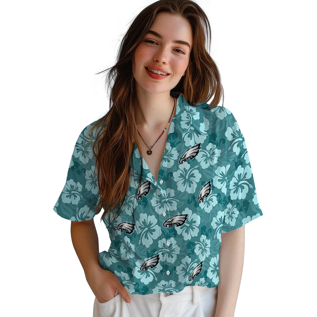 Philadelphia Eagles Hawaiian Shirt - Hibiscus Cluster | Moonbestprint