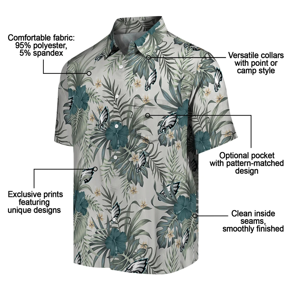 Philadelphia Eagles Hawaiian Shirt - Hibiscus Designs | Moonbestprint