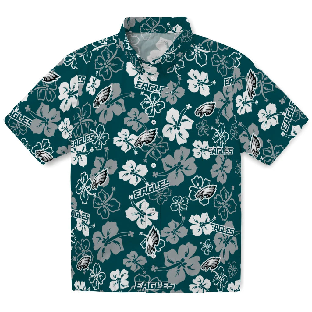 Philadelphia Eagles Hawaiian Shirt - Hibiscus Flower Design | Moonbestprint