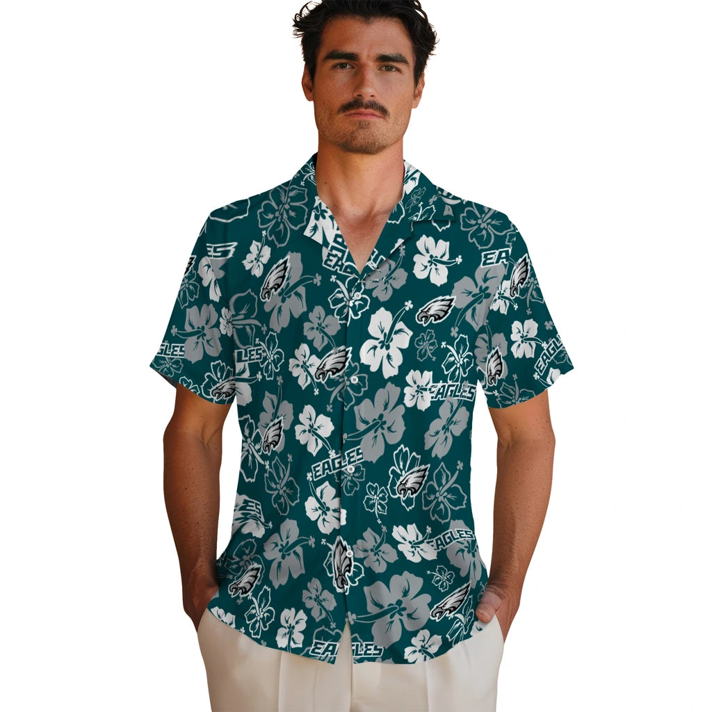 Philadelphia Eagles Hawaiian Shirt - Hibiscus Flower Design | Moonbestprint