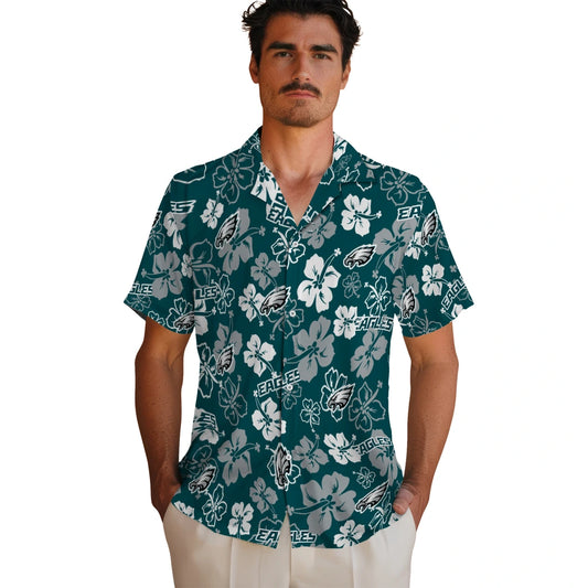 Philadelphia Eagles Hawaiian Shirt - Hibiscus Flower Design | Moonbestprint