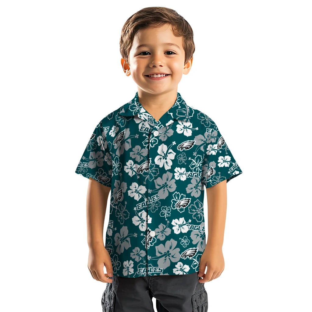 Philadelphia Eagles Hawaiian Shirt - Hibiscus Flower Design | Moonbestprint