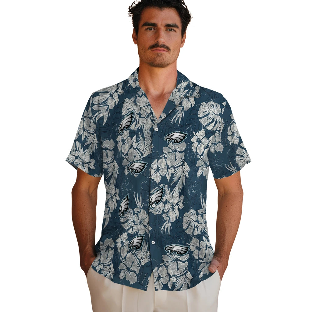 Philadelphia Eagles Hawaiian Shirt - Hibiscus Flowers | Moonbestprint
