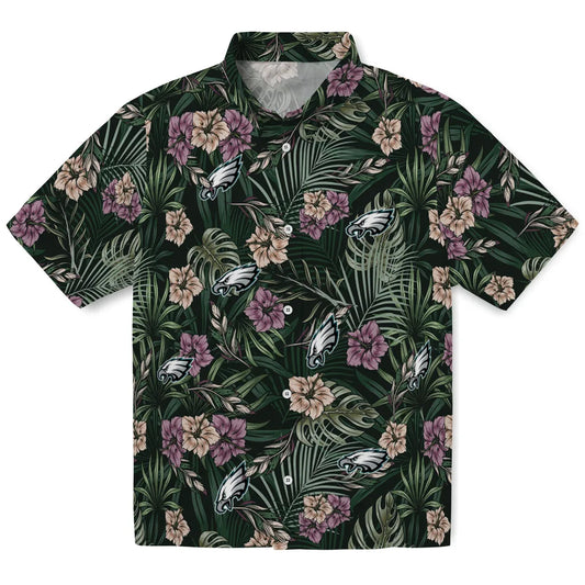 Philadelphia Eagles Hawaiian Shirt - Hibiscus Leaves Pattern | Moonbestprint