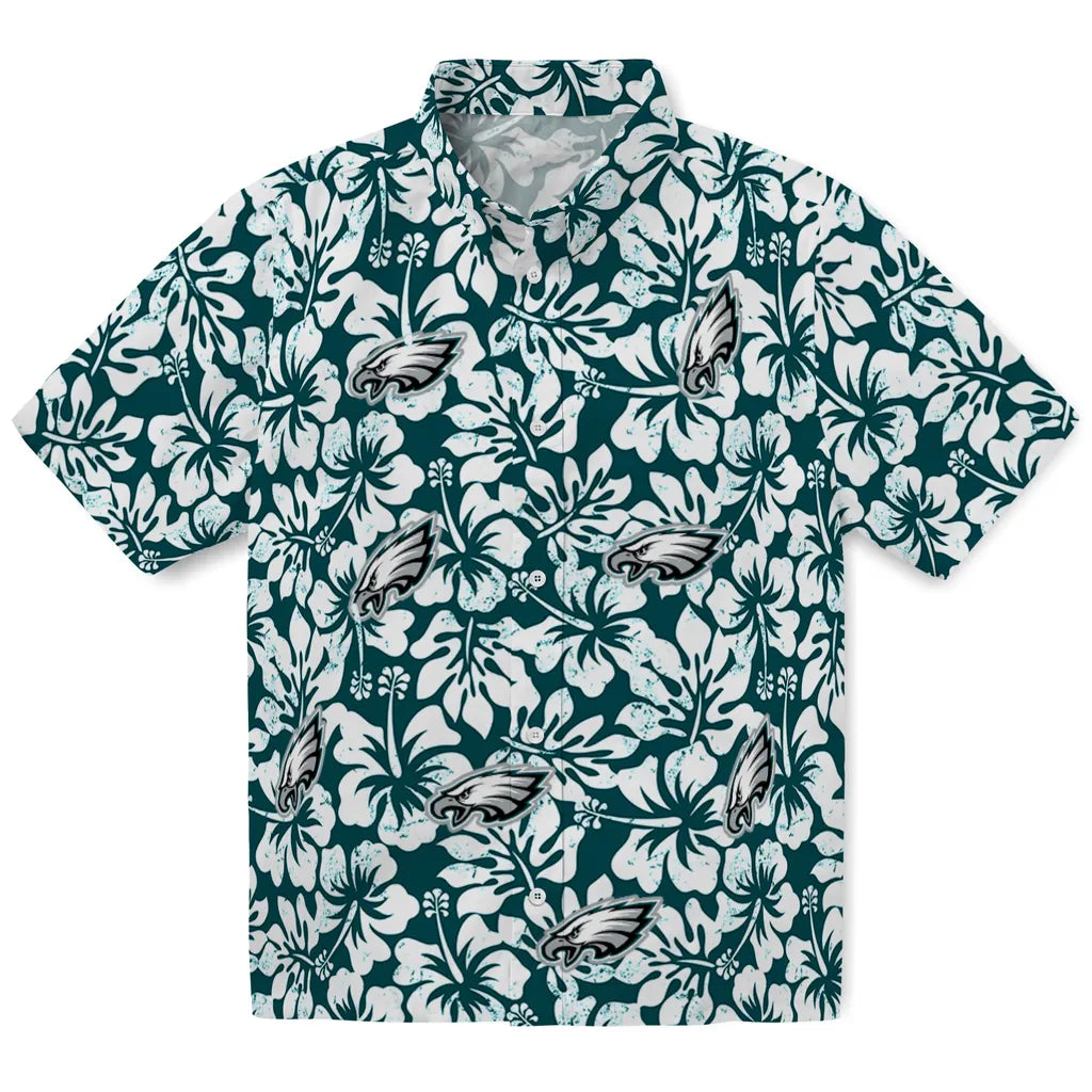 Philadelphia Eagles Hawaiian Shirt - Hibiscus Motif | Moonbestprint