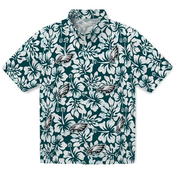 Philadelphia Eagles Hawaiian Shirt - Hibiscus Motif | Moonbestprint