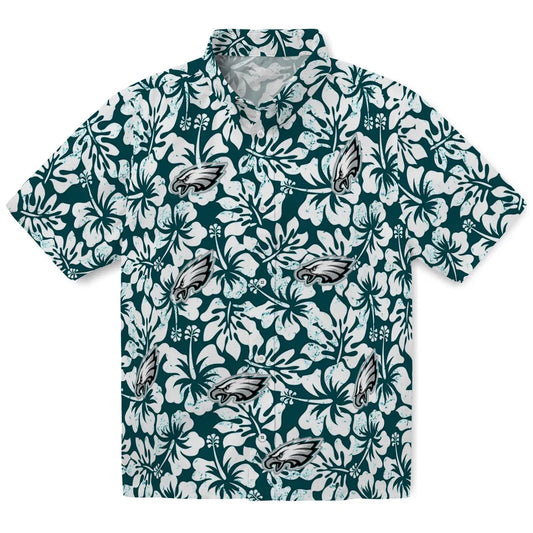 Philadelphia Eagles Hawaiian Shirt - Hibiscus Motif | Moonbestprint