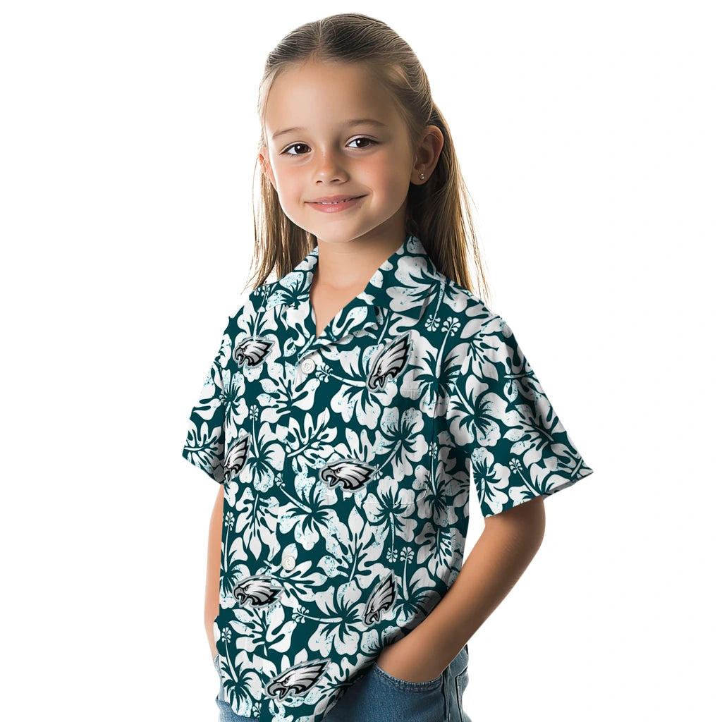 Philadelphia Eagles Hawaiian Shirt - Hibiscus Motif | Moonbestprint