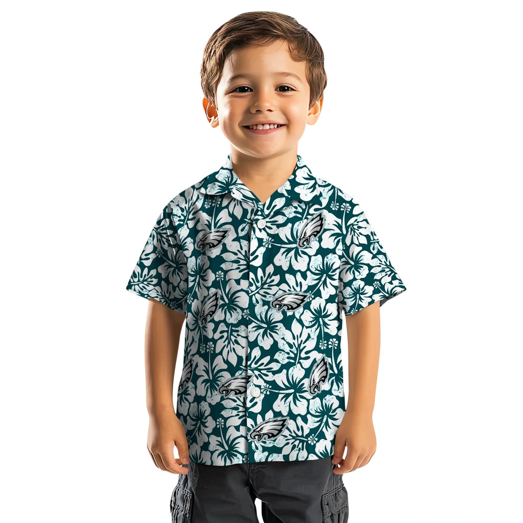 Philadelphia Eagles Hawaiian Shirt - Hibiscus Motif | Moonbestprint