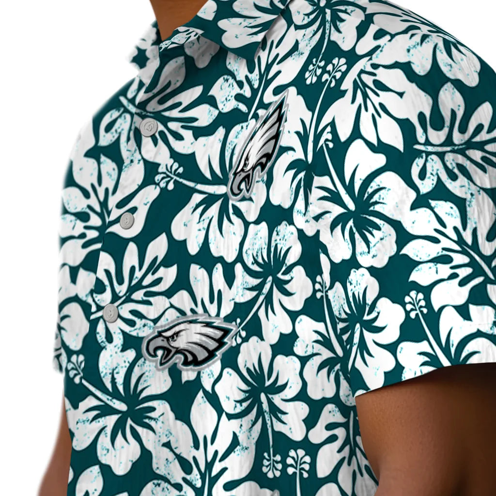 Philadelphia Eagles Hawaiian Shirt - Hibiscus Motif | Moonbestprint