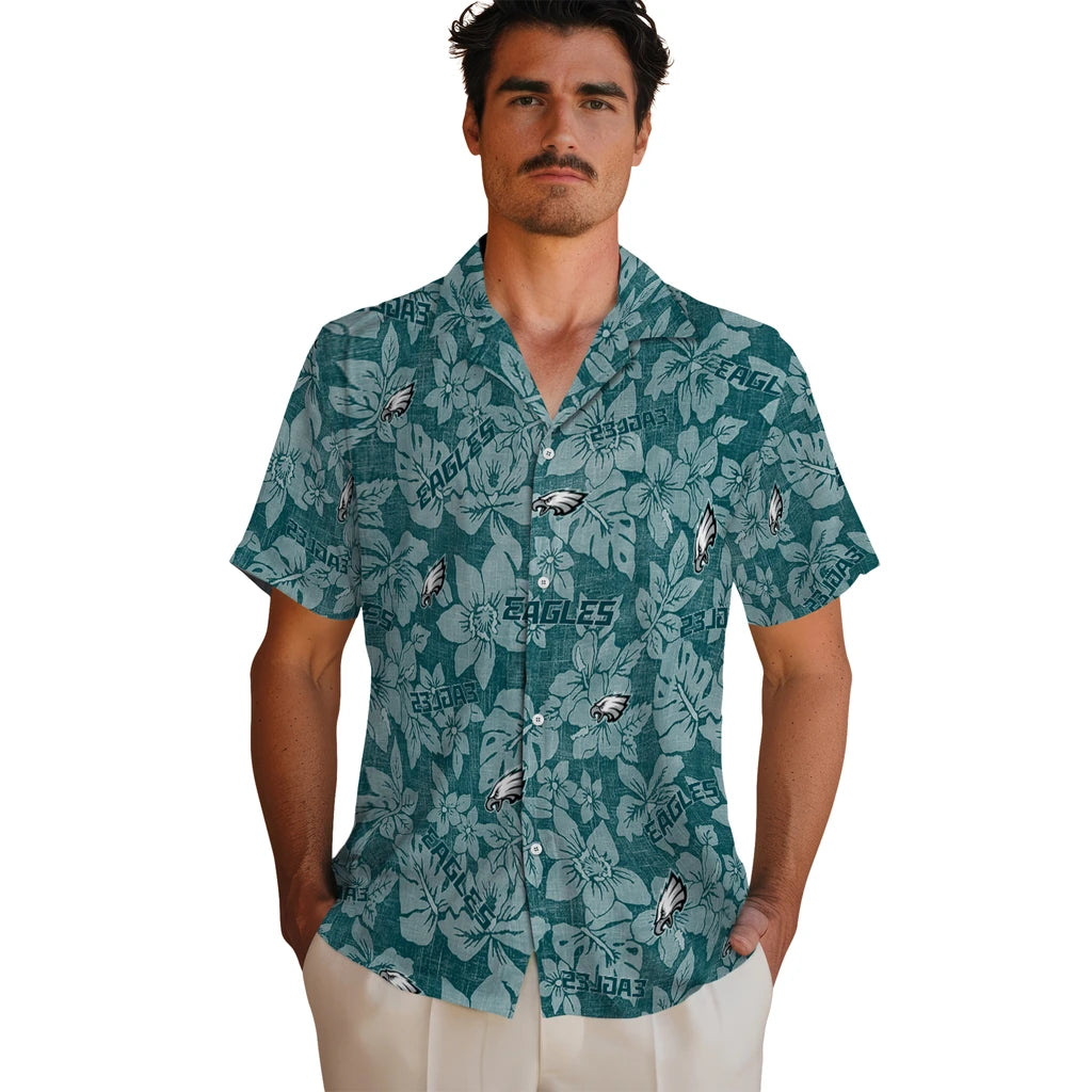 Philadelphia Eagles Hawaiian Shirt - Hibiscus Oasis | Moonbestprint