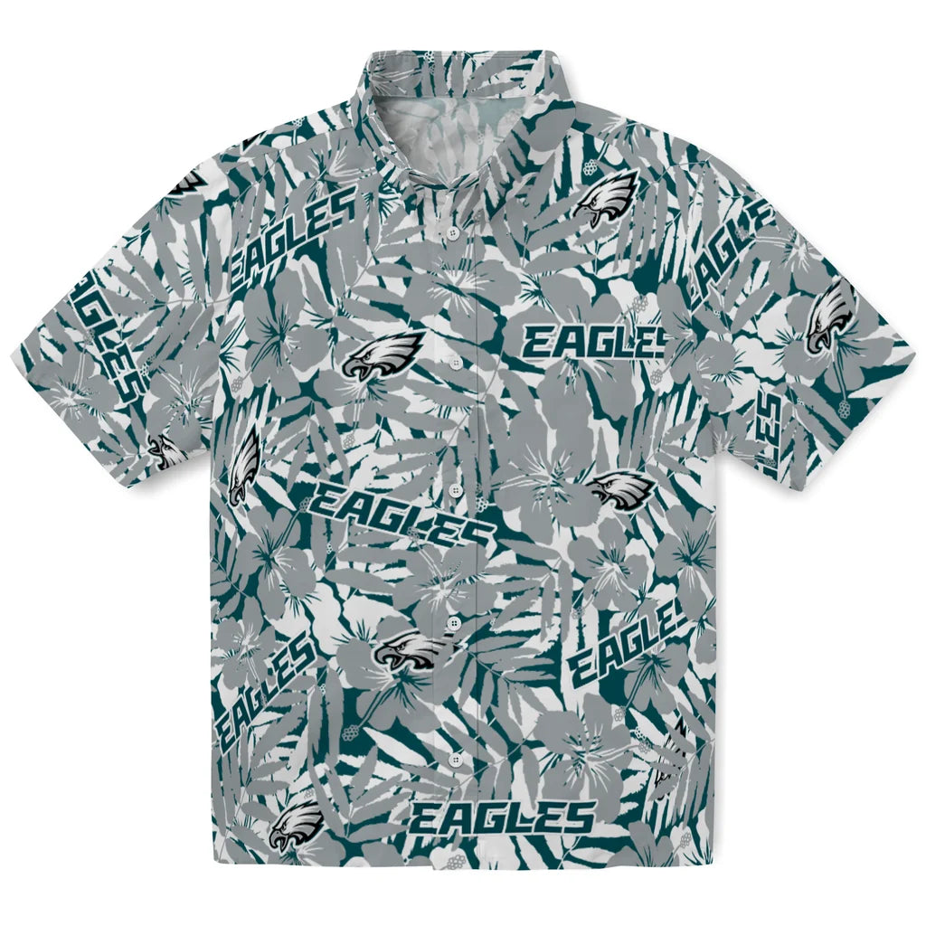 Philadelphia Eagles Hawaiian Shirt - Hibiscus Overlay | Moonbestprint