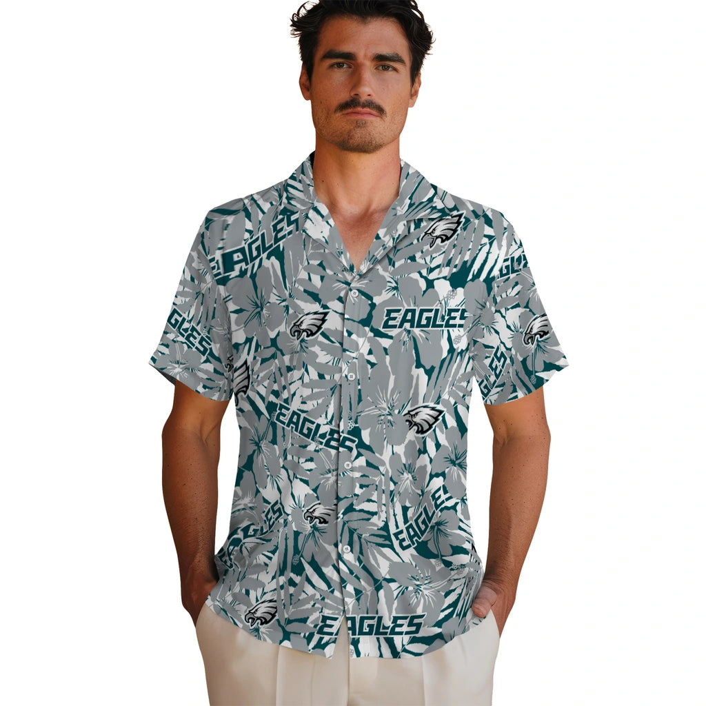Philadelphia Eagles Hawaiian Shirt - Hibiscus Overlay | Moonbestprint