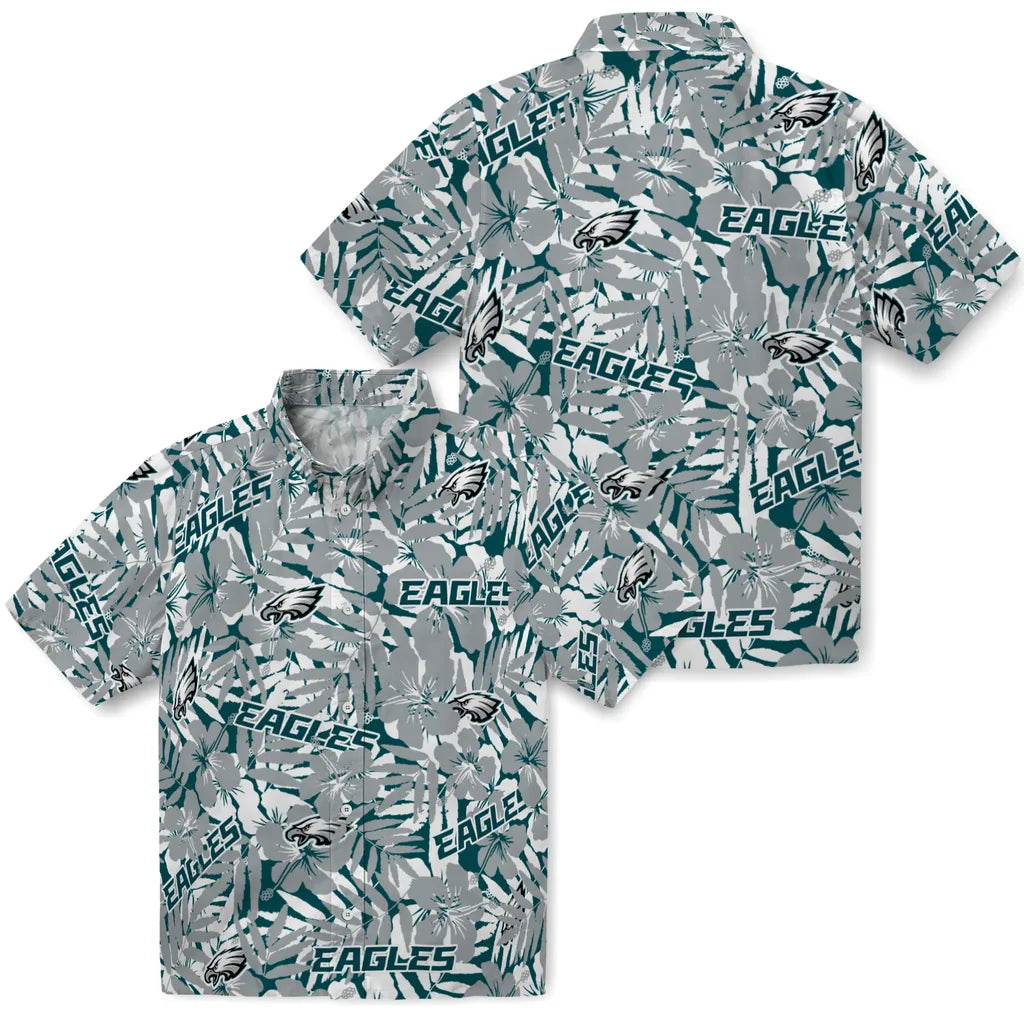 Philadelphia Eagles Hawaiian Shirt - Hibiscus Overlay | Moonbestprint
