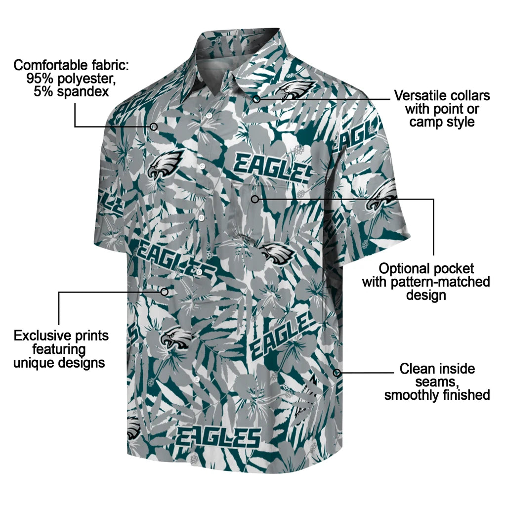 Philadelphia Eagles Hawaiian Shirt - Hibiscus Overlay | Moonbestprint