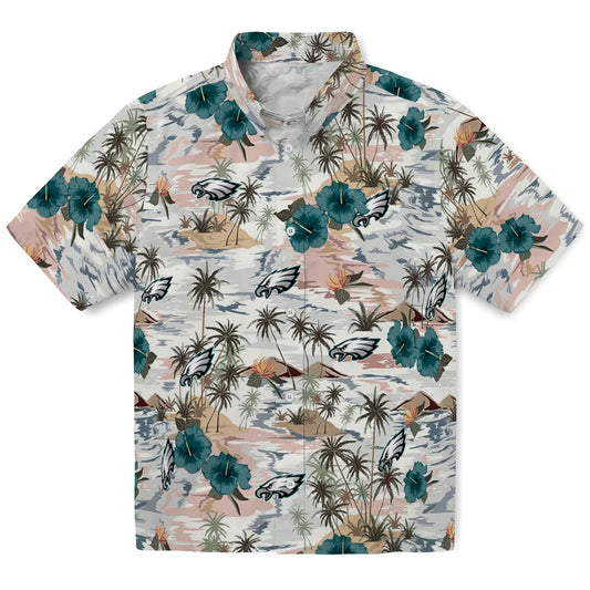 Philadelphia Eagles Hawaiian Shirt - Hibiscus Seaside | Moonbestprint