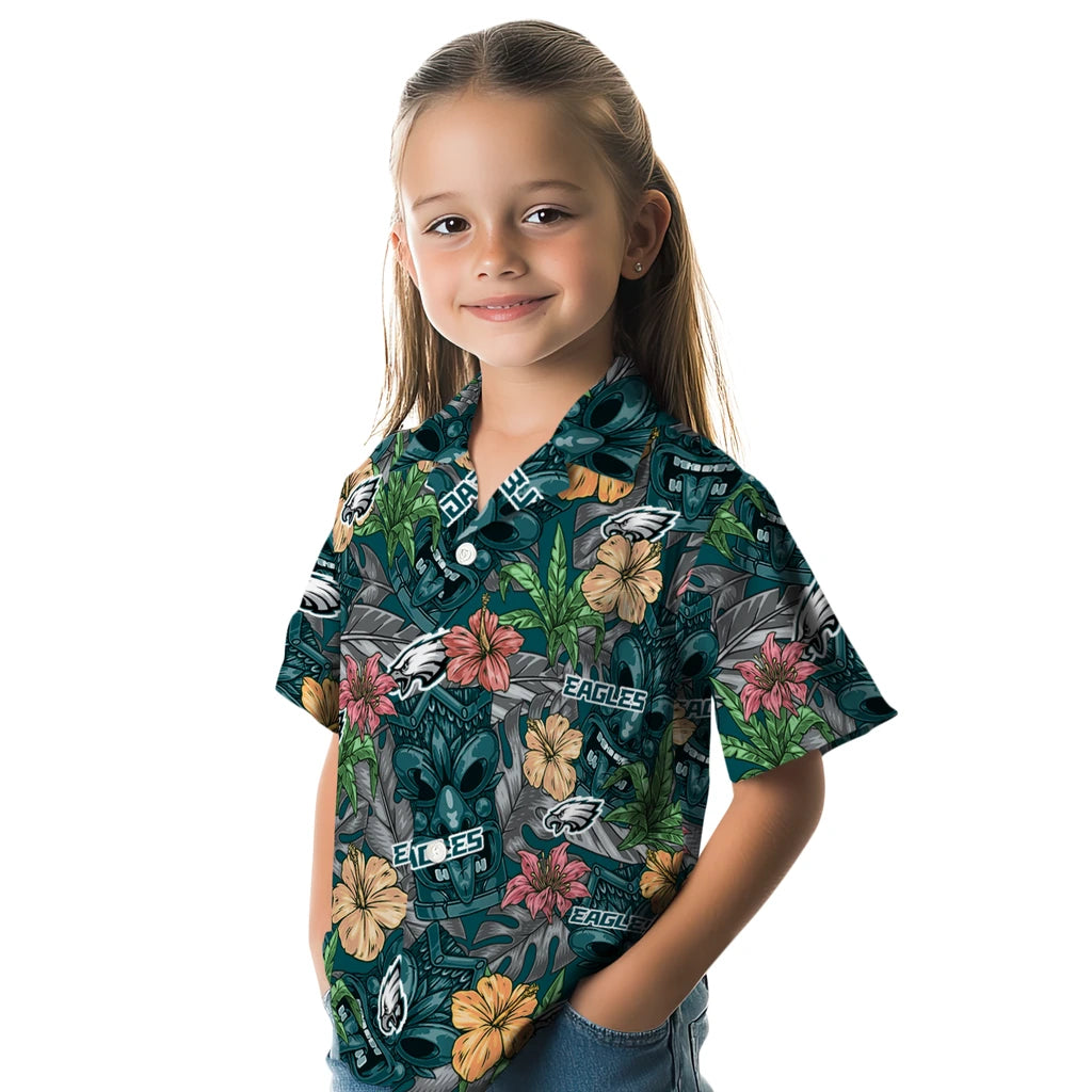 Philadelphia Eagles Hawaiian Shirt - Hibiscus Tiki Jungle | Moonbestprint